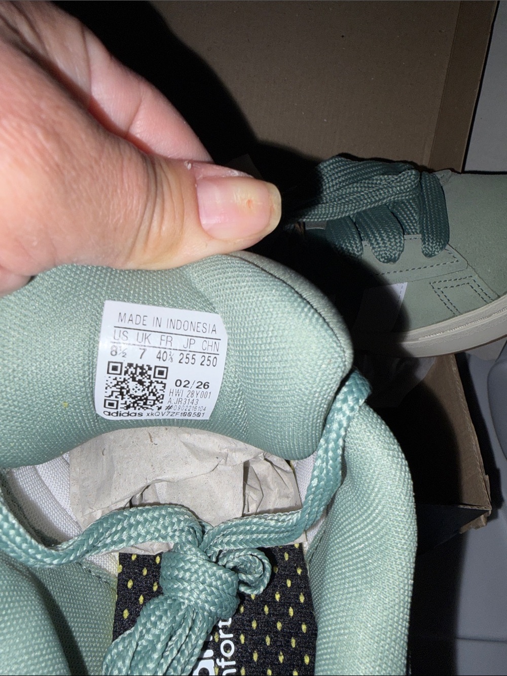 adidas Sage Green Suede Sneakers with White Stripes - Picture 6 of 8